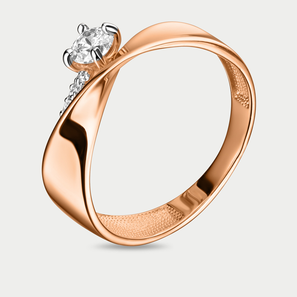 Помолвочное кольцо женское из розового золота 585 пробы с фианитами (арт. 025731-1102)