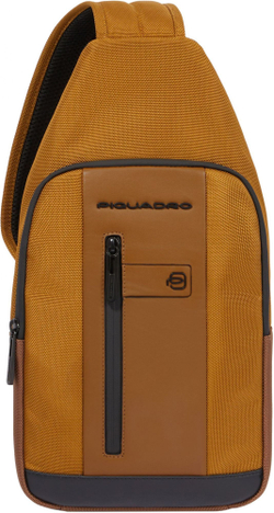 Рюкзак слинг мужской Piquadro Brief2 Special CA4536BR2S/GRN серый/черный нейлон/натур.кожа