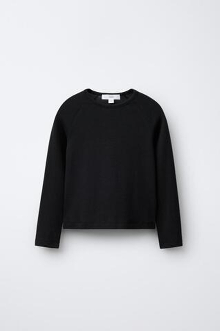 ZARA ФУТБОЛКА РЕГЛАН ИЗ МОДАЛА, ТЕМНЫЙ АНТРАЦИТ