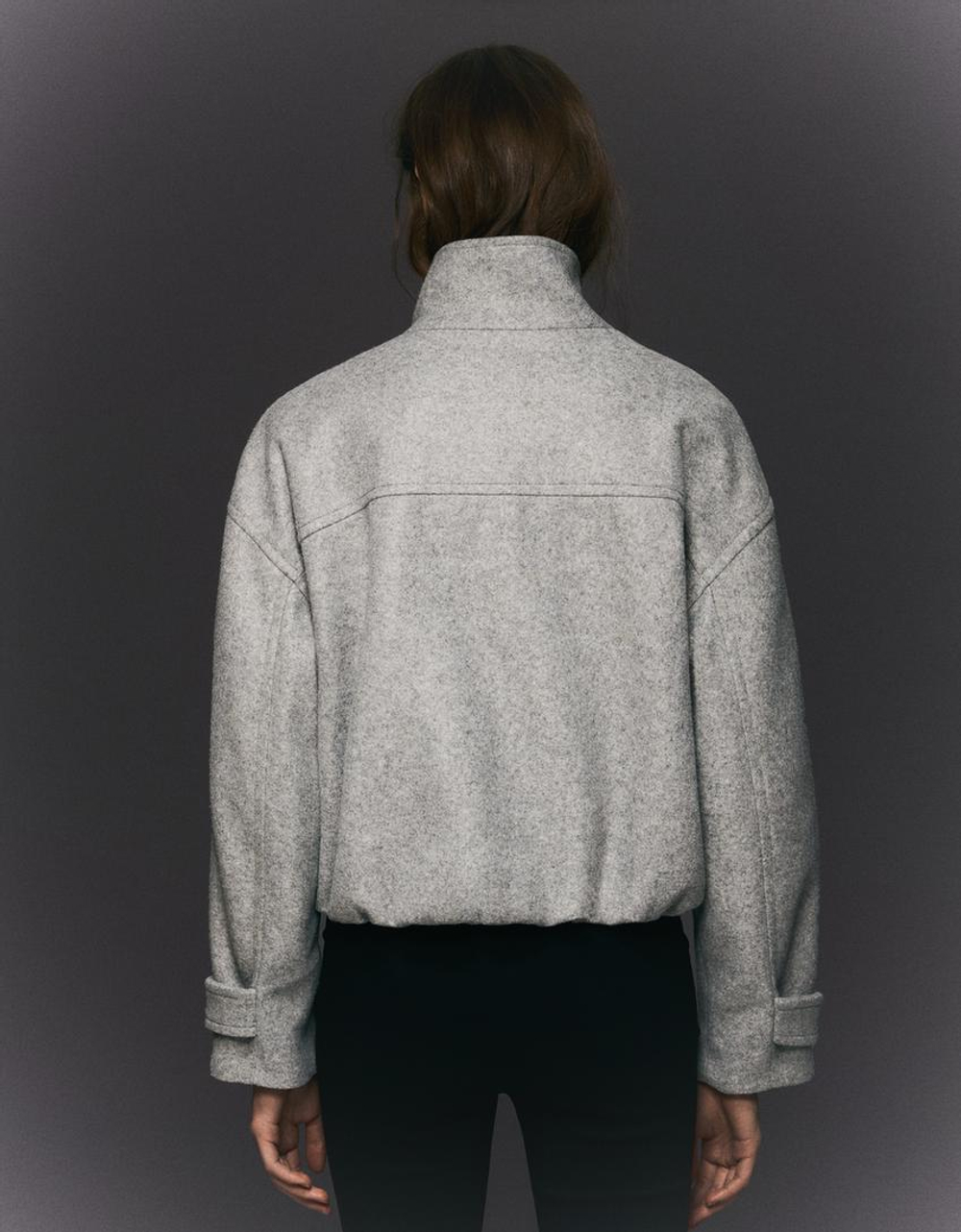 BERSHKA Мягкая куртка на молнии, серый