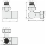 Вентиль Сунержа 3D левый под шестигранник (G 1/2" НР х G 3/4" НГ)