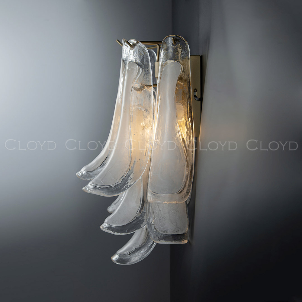 Бра Cloyd AZORES-B W2 / выс. 42 см - латунь светл. - бело-прозрачн.стекло (арт.20471)