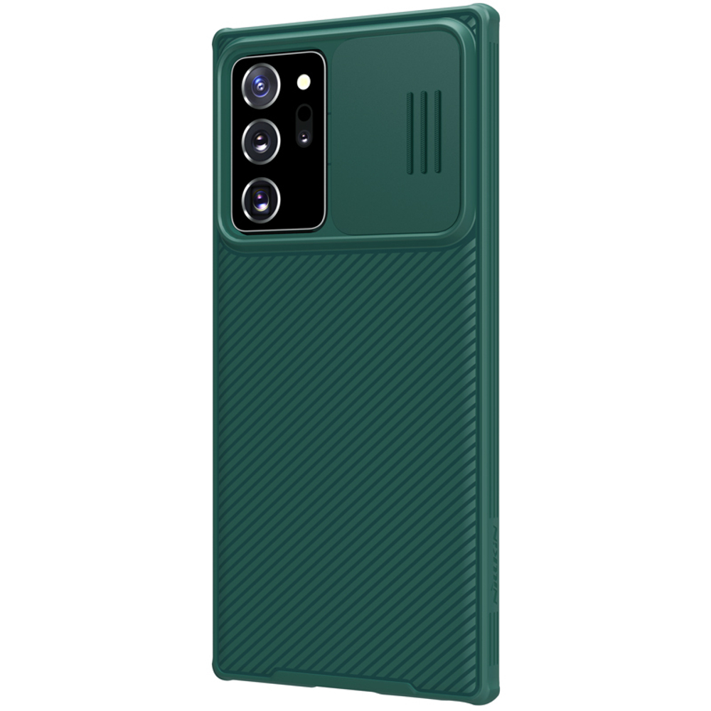 Темно-зеленый чехол для Samsung Galaxy Note 20 Ultra от Nillkin серия CamShield Pro Case с защитной шторкой для задней камеры