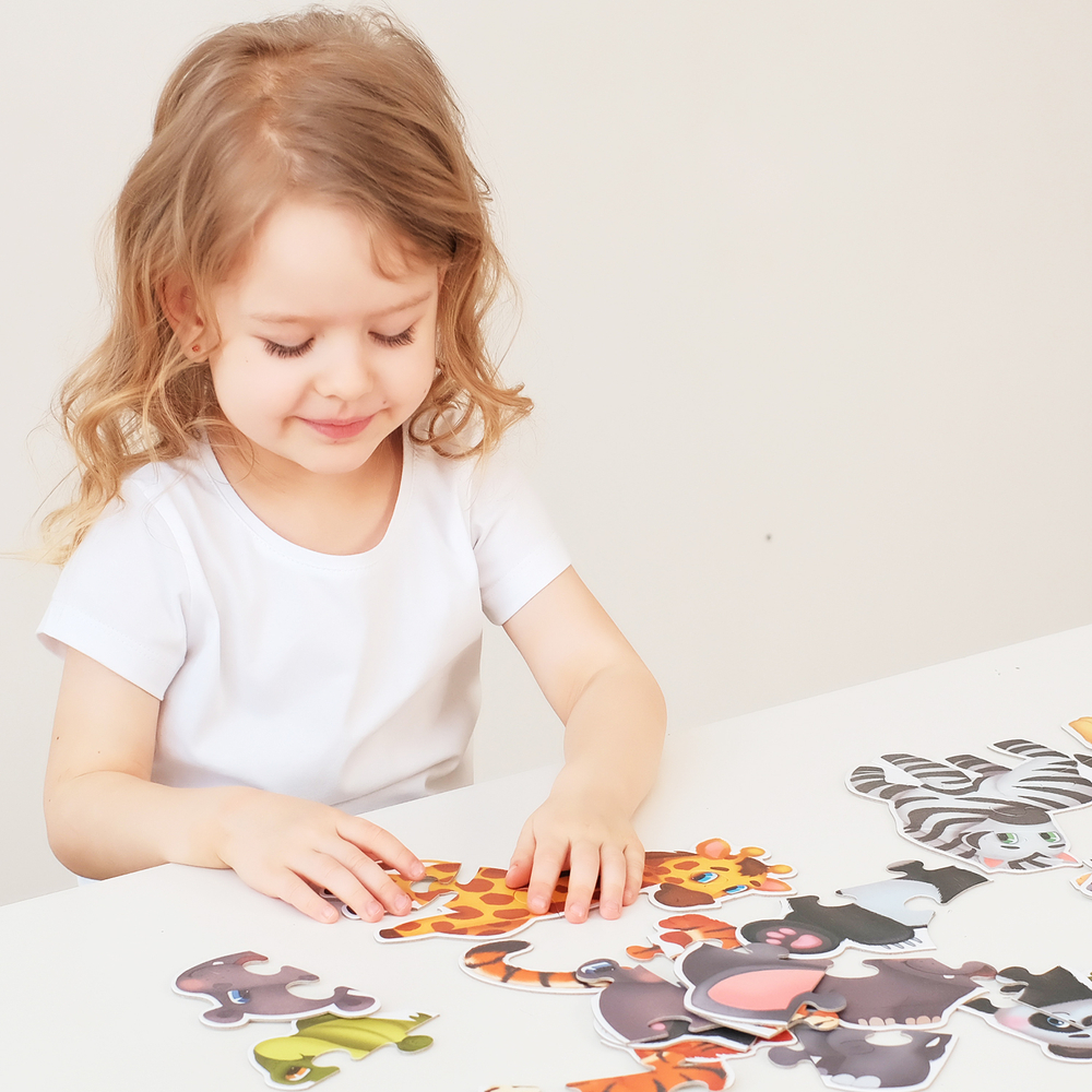 Тропические животные, картонные пазлы