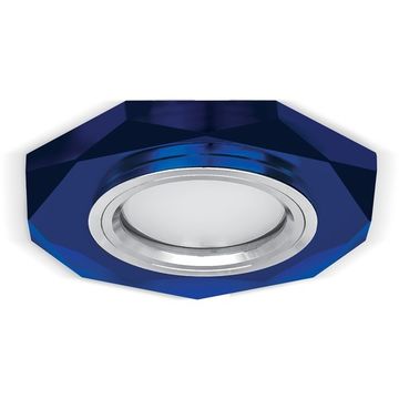 Встраиваемый точечный светильник 1*Gu5.3 RR015 кристалл синий/хром Mirror Gauss