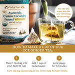 DelighTeas, Аюрведический кумин, кориандр и фенхель, травяной чай для выведения токсинов, без кофеина, 30 роскошных пакетиков-пирамидок, 120 г (4,2 унции)