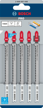 Пилка для лобзика по ПВХ 132 мм, T302H BOSCH 2608667448