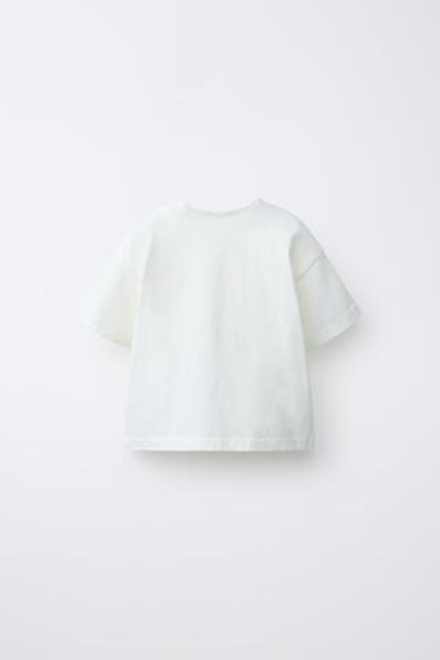 ZARA ФУТБОЛКА С ВЫШИТЫМИ ЦЫПЛЯТАМИ, ЭКРЮ