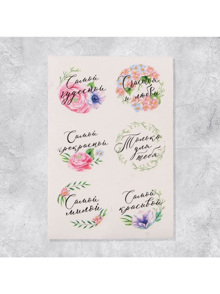 Наклейки для подарков и цветов «Самой чудесной», 16×9.3 см