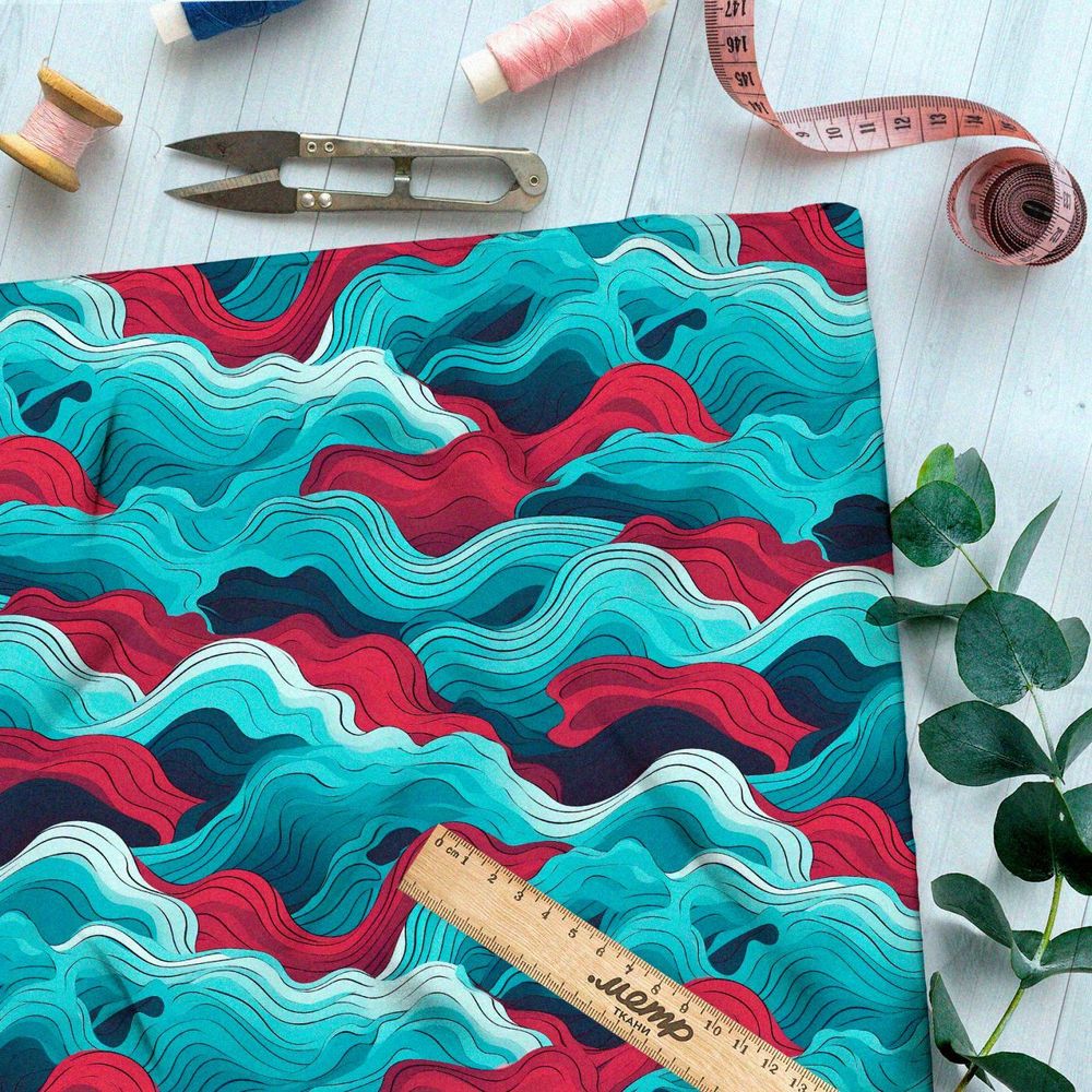 Ткань премиум таффета мелодия волны