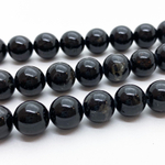 Шерл бусины (черный турмалин), диаметр 10-10,2 мм, цена за 9 шт (1/4 нити)