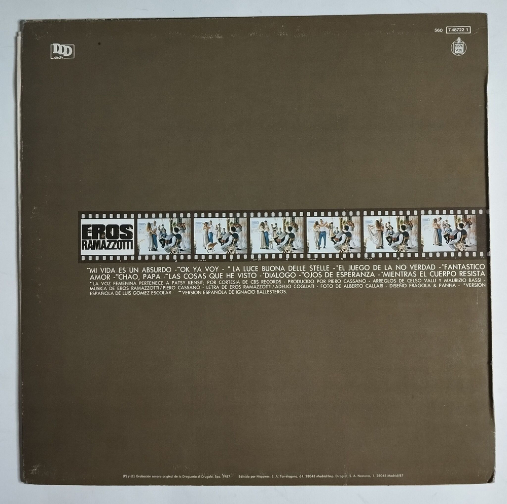 Винтажная виниловая пластинка LP Eros Ramazzotti En Ciertos Momentos (Spain 1987)