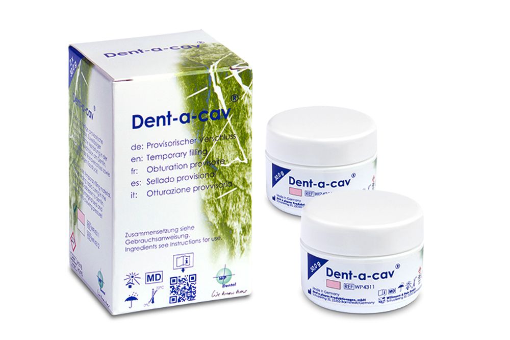 Dent-a-cav Pink (2x30гр.) Дент-а-кав розовый, временный пломбировочный материал, Dent a cav