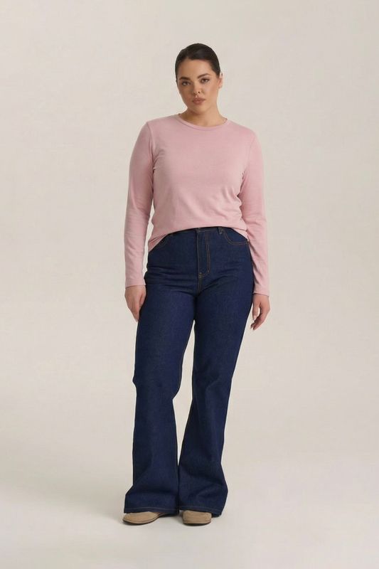 Лонгслив из вискозы, пудровый