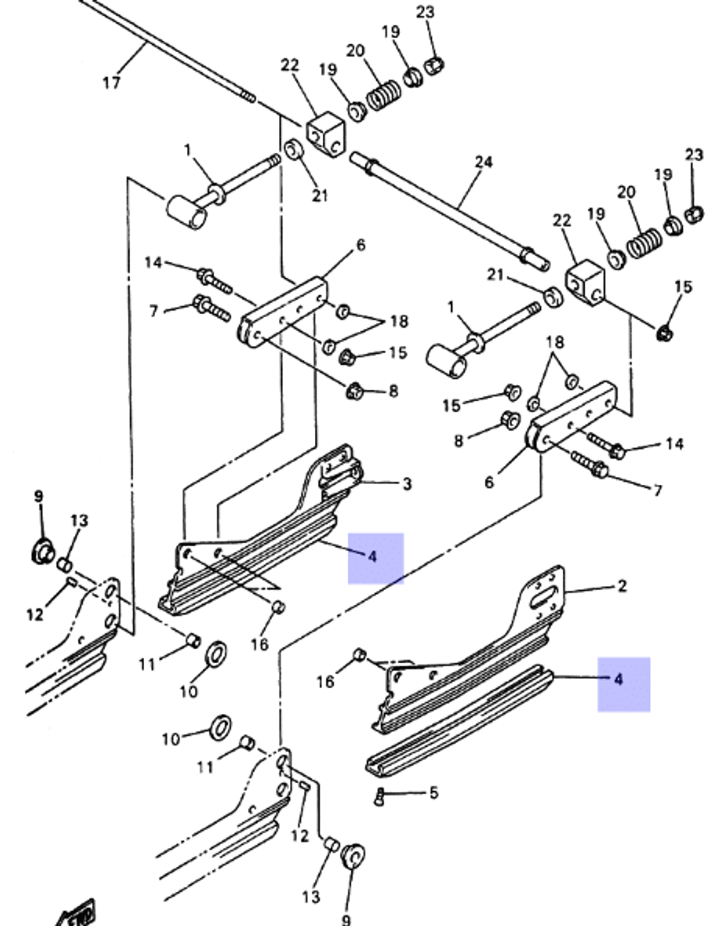 Накладка полоза короткая Yamaha VK540/VK10 8AC474240000