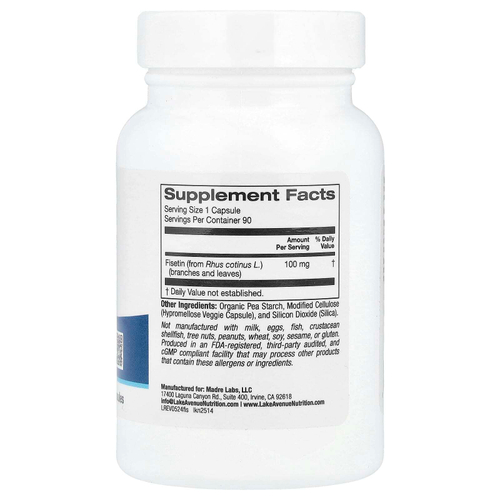 Lake Avenue Nutrition, физетин, 100 мг, 90 растительных капсул
