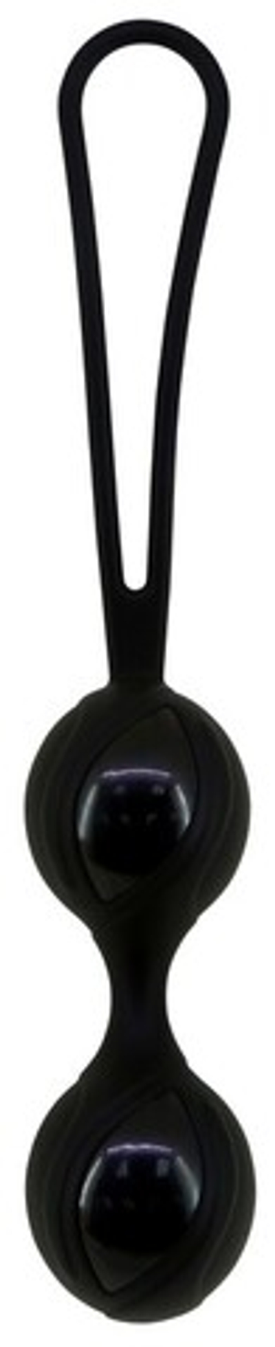 Чёрные силиконовые вагинальные шарики с петелькой (Цвет: черный)