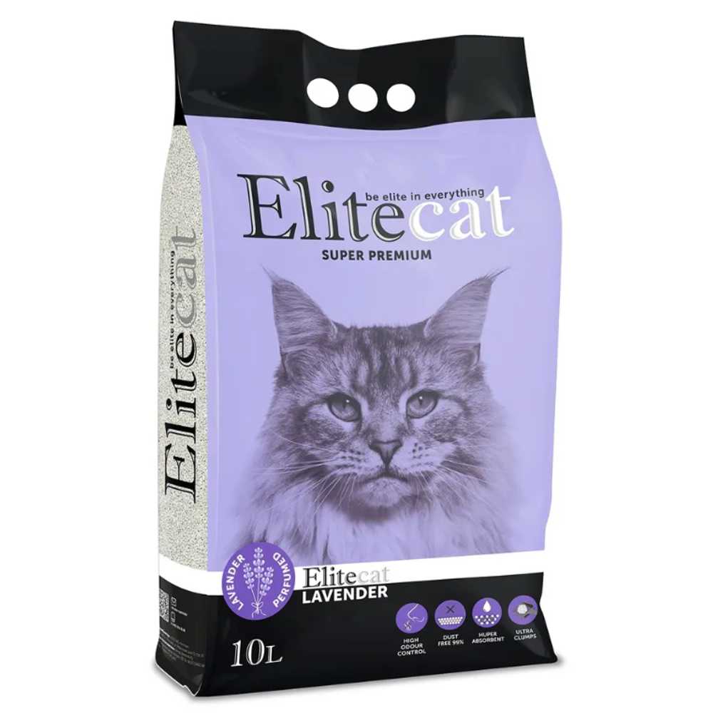 Elitecat наполнитель комкующийся с ароматом лаванды "lavender", 11.4л / 10кг