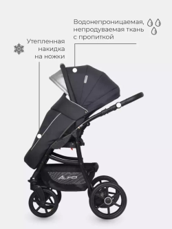 Коляска 2 в 1 Riko Basic Alfa Ecco 01 графит-серый