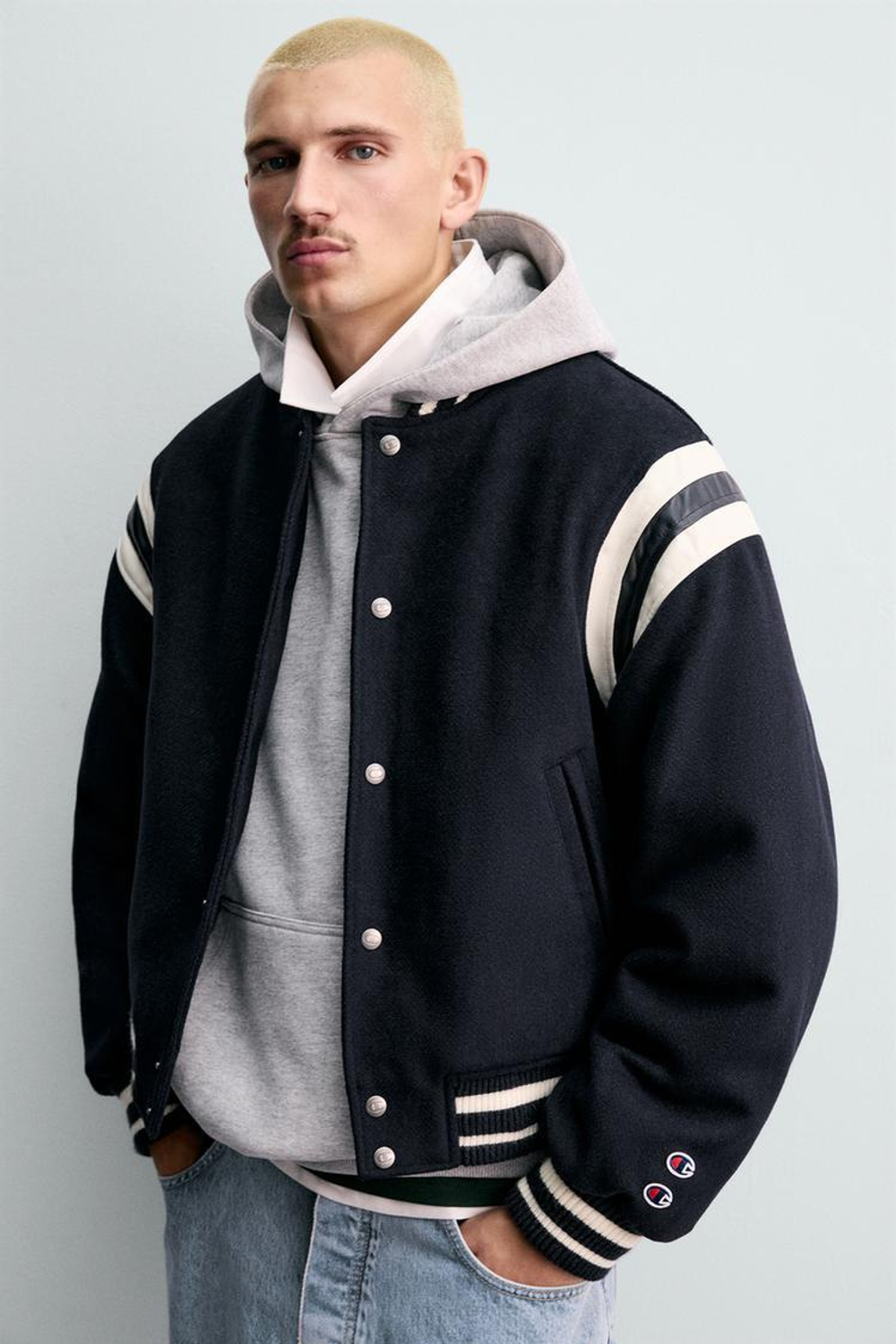 ZARA Х CHAMPION ® КУРТКА-БОМБЕР, СИНИЙ