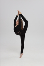 Комбинезон гимнастический стразы, лосины, длинный рукав