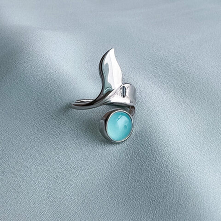 Кольцо Кит с бирюзовым халцедоном