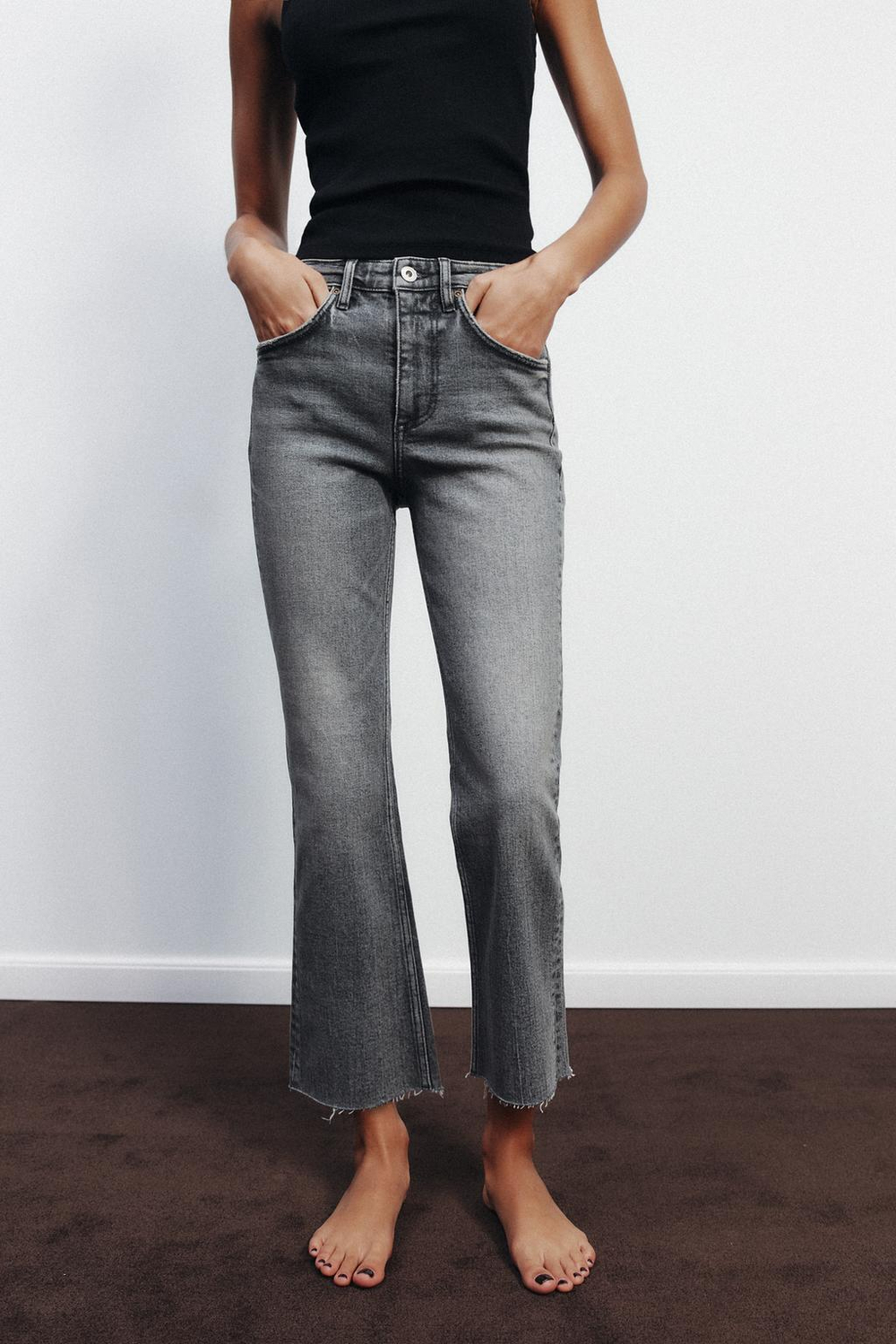 Джинсы trf cropped flare с высокой посадкой