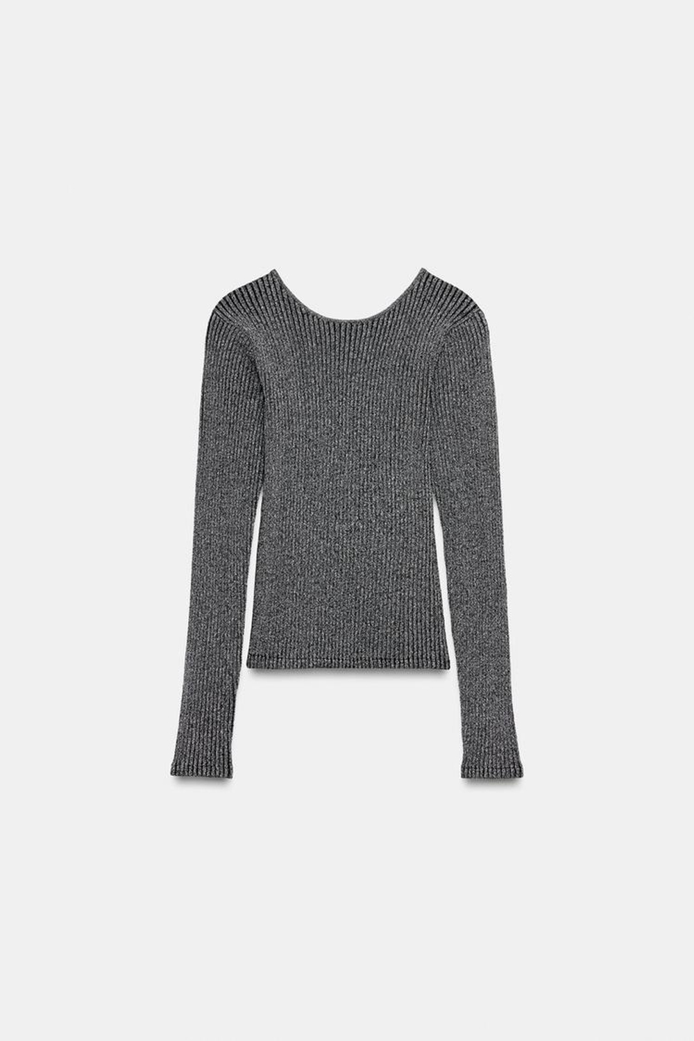 ZARA ТОП С ОТКРЫТОЙ СПИНОЙ И МЕТАЛЛИЗИРОВАННОЙ НИТЬЮ, СЕРЕБРИСТЫЙ