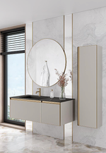 Тумба с раковиной Armadi Art QUATRO 2 140 CASHMERE/профиль MATT GOLD/раковина ANTHRACITE