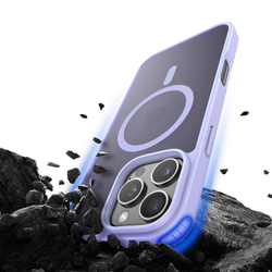 Прозрачный матовый чехол с рамками фиолетового цвета (Light Purple) и с MagSafe от Dux Ducis для iPhone 16 Pro, серия Yind Series Case