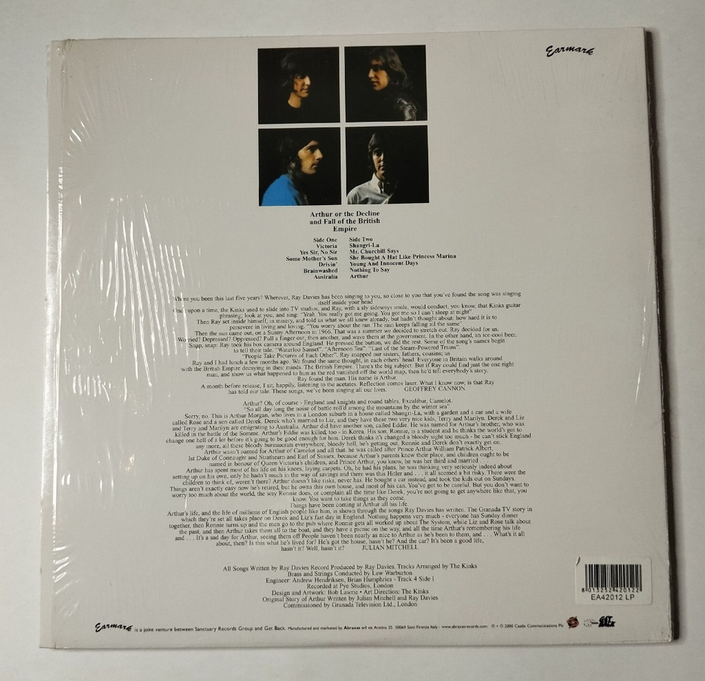 Винтажная виниловая пластинка LP The Kinks Arthur Or The Decline And Fall Of The British Empire (Italy 2000)