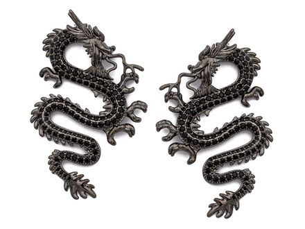 Серьги-гвоздики "Дракон", 60,5мм, со стразами