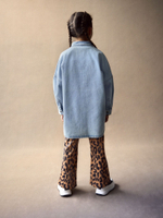 Рубашка джинсовая и легинсы-клеш в комплекте для девочки Next B21-979, Синий, Коричневый, Черный