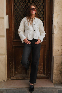 ZARA СТЕГАНАЯ КУРТКА, ЭКРЮ