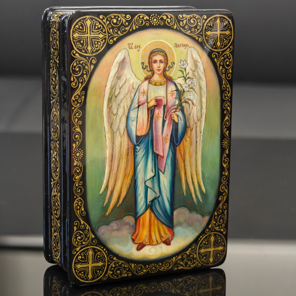 Шкатулка "Ангел" (Ручная роспись Палех)