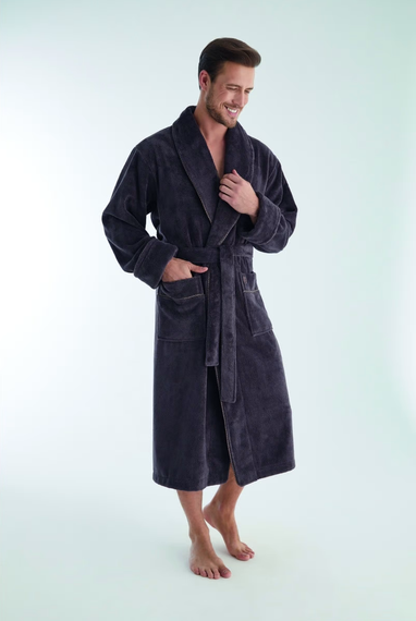 Халат мужской махровый 1350 серый Nusa