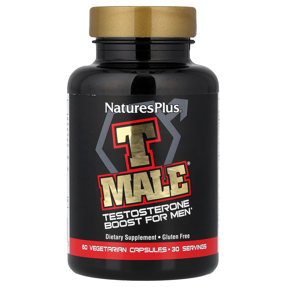 NaturesPlus, T Male, добавка с тестостероном для мужчин, 60 растительных капсул