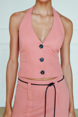 ZARA ТОП-ХАЛТЕР ИЗ ЛЬНЯНОЙ ТКАНИ, МАРСАЛА