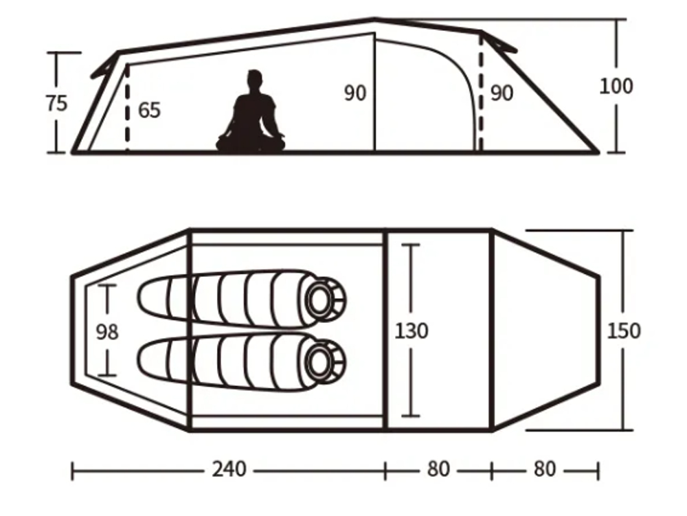 Палатка Naturehike Opalus Si 2-местная, алюминиевый каркас, зеленая