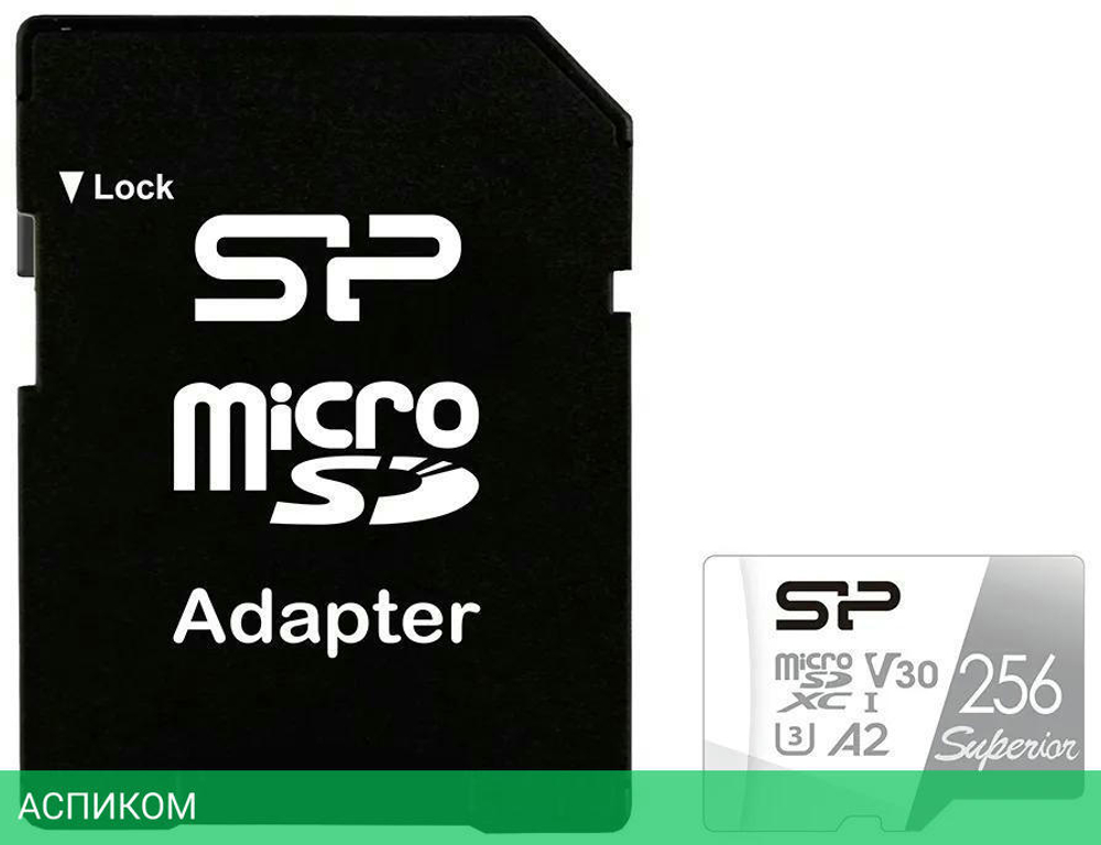 Карта памяти Silicon-Power Superior microSDXC 256GB + SD адаптер (SP256GBSTXDA2V20SP)