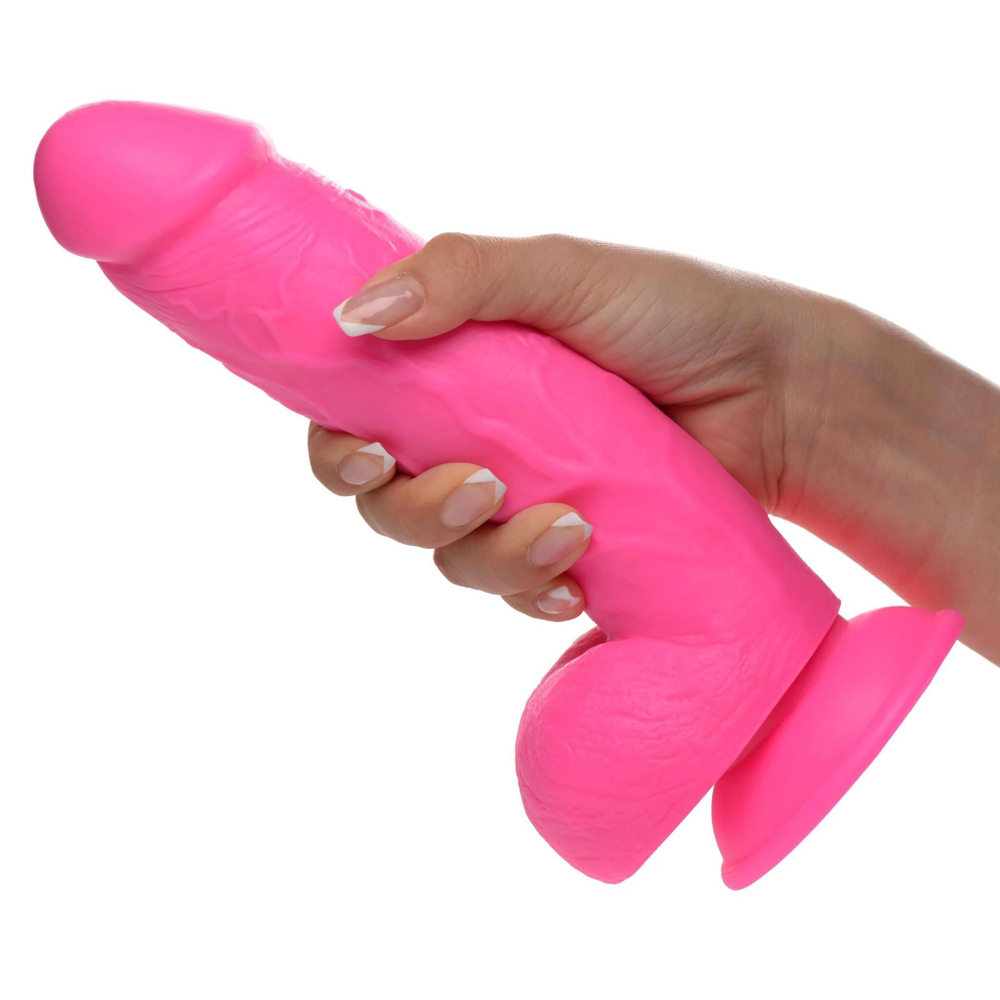 Розовый фаллоимитатор на присоске 8.25 Dildo with Balls - 22,8 см. (Цвет: розовый)