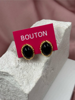 Винтажные серьги-гвоздики черные золото