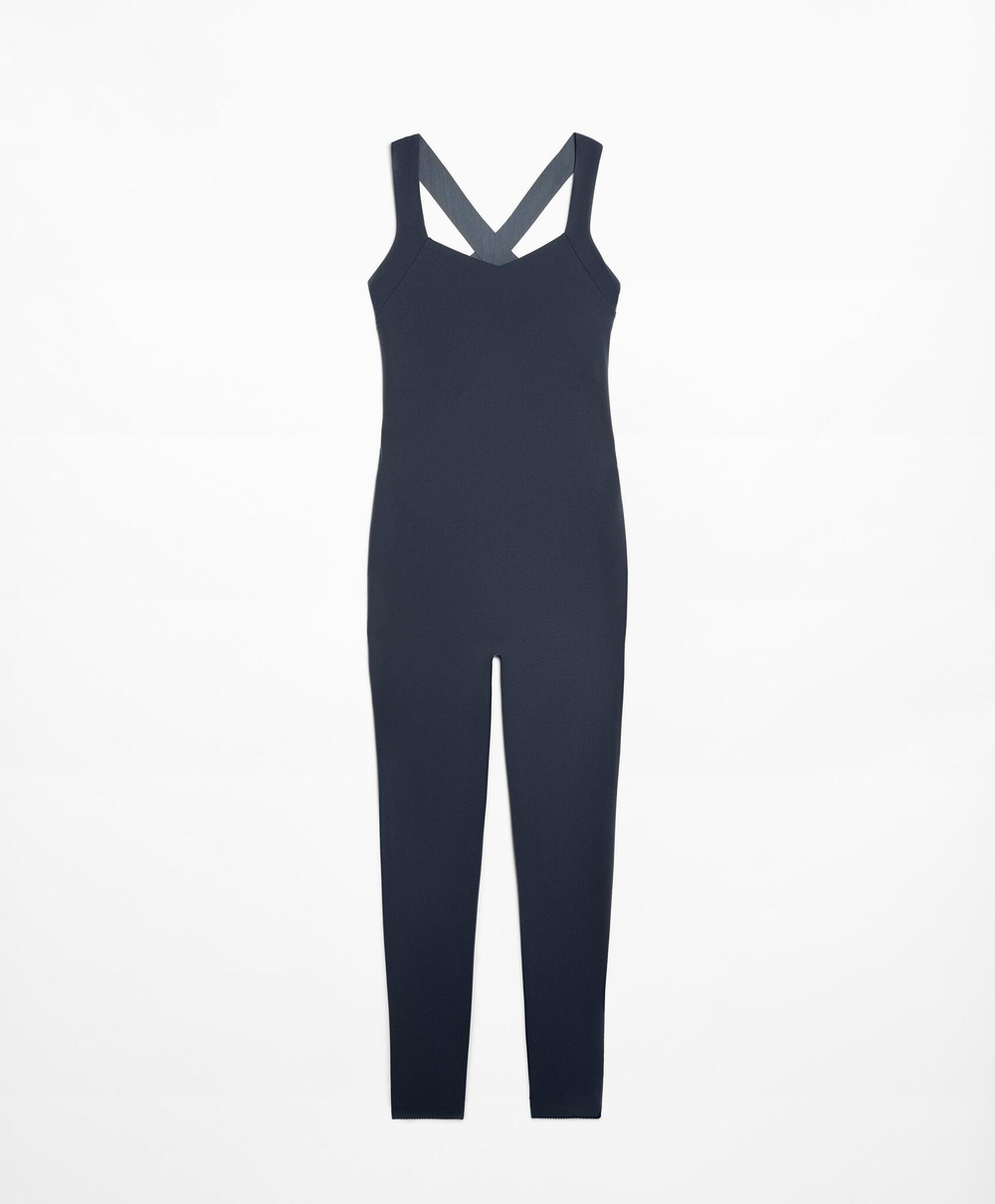 Oysho Компрессионный комбинезон Compressive с перекрестными бретелями, синий