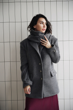 Пиджак - пальто с косынкой oversize