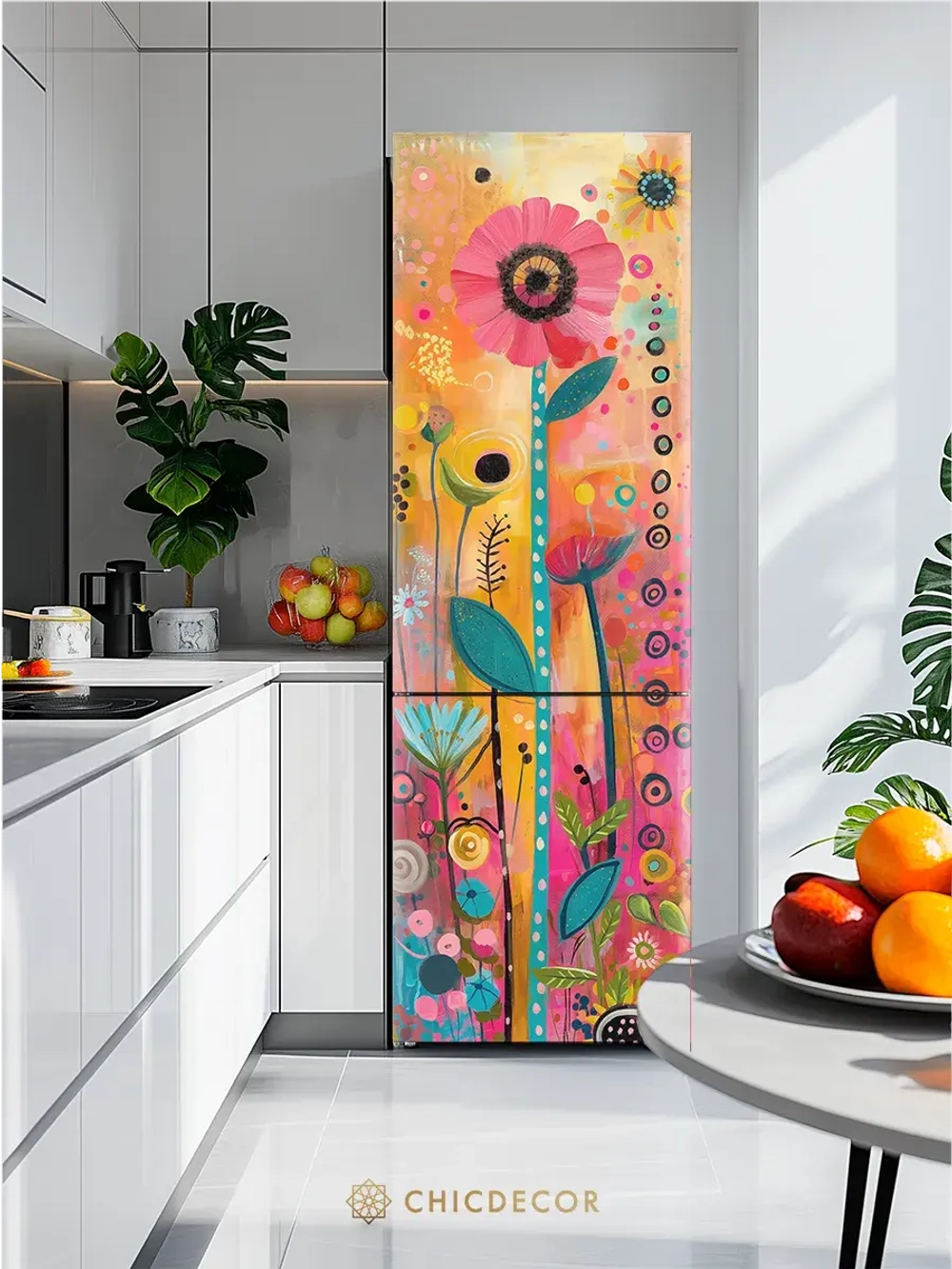 Наклейка интерьерная на холодильник Цветок Африки