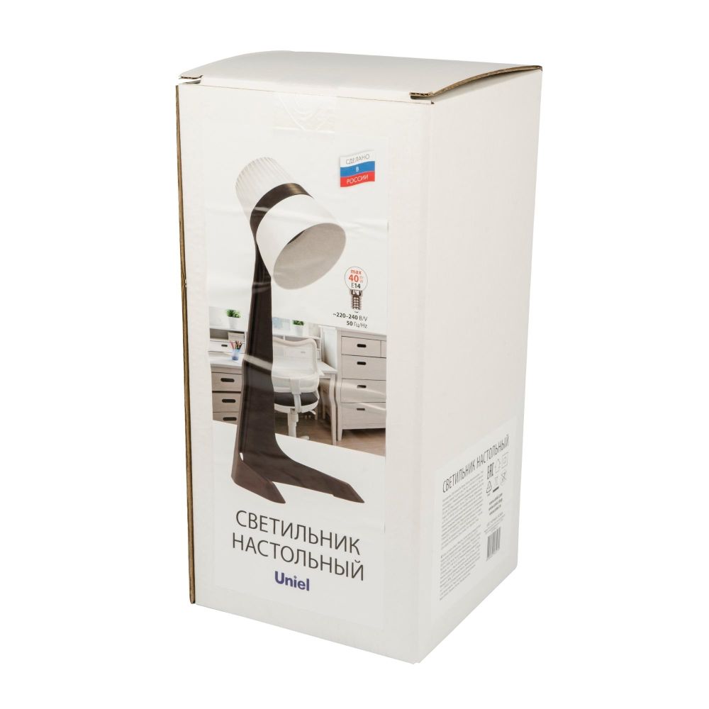ULO-K22 D-E14-A BLACK-WHITE Светильник настольный. 40W. Цоколь E14. Механический выключатель. Черный с белым. ТМ Uniel