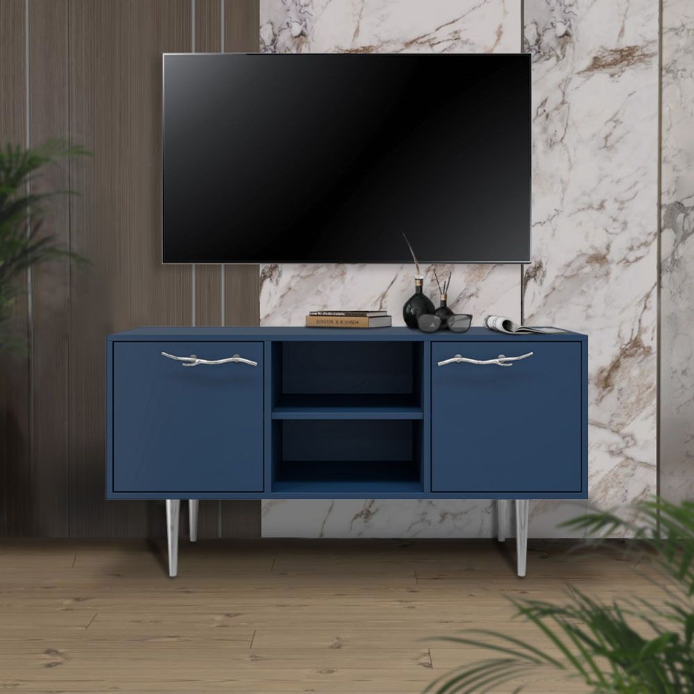 Тумба под ТВ Арт Колор matte 117см Стайл Сильвер Королевский синий матовый