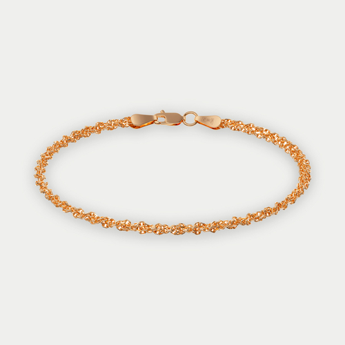 Браслет цепной из розового золота 585 пробы с плетением "Косичка" без вставок (арт. НБ 12-1770 0.30)