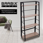 Стеллаж BRABIX "Smart SH-007", 605х295х1193, ЛОФТ, трапеция, складной, металл/ЛДСП дуб, каркас черный, 641872