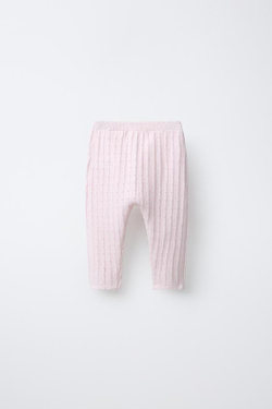 ZARA АЖУРНЫЕ ТРИКОТАЖНЫЕ ЛЕГИНСЫ, ЦВЕТ РОЗОВОГО ДЕРЕВА